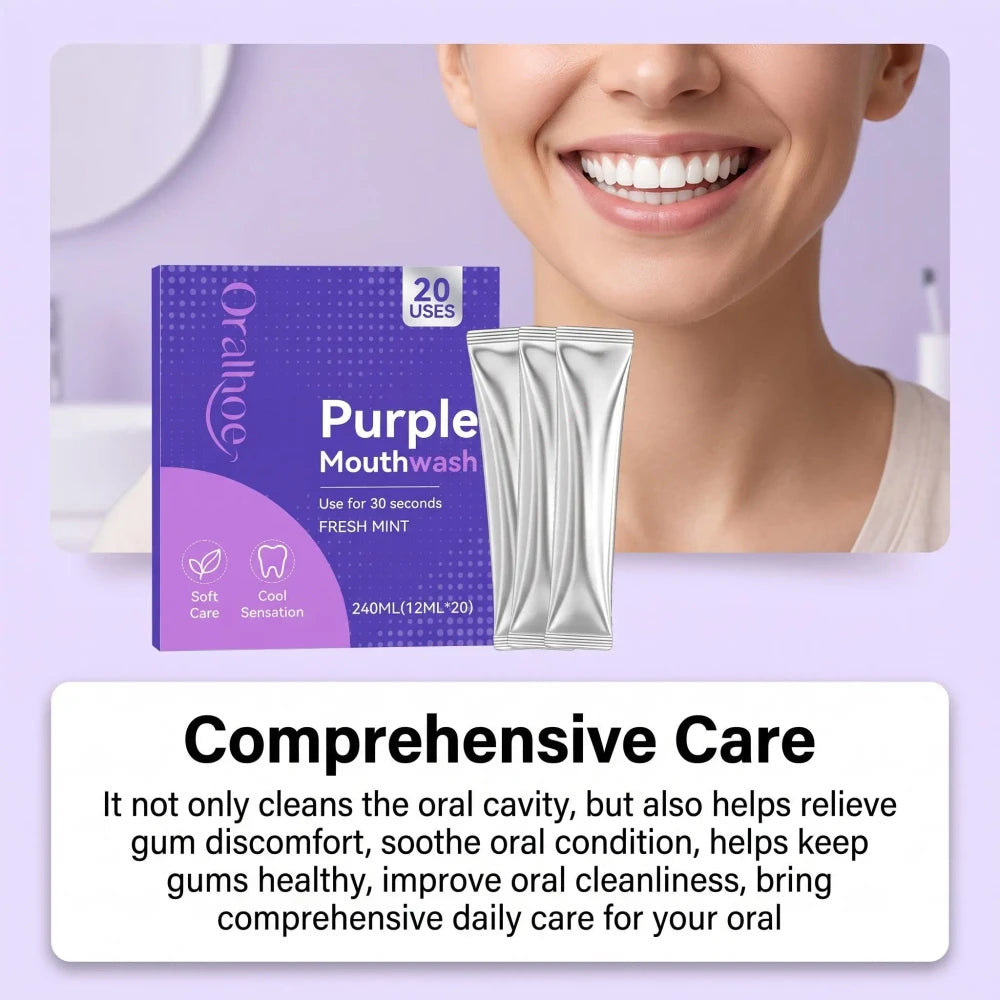 Travel-Sized Purple Tooth Whitening Mouthwash