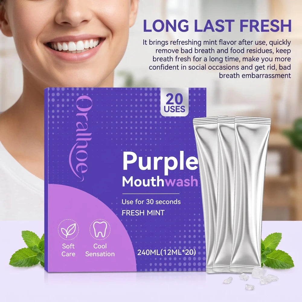Travel-Sized Purple Tooth Whitening Mouthwash