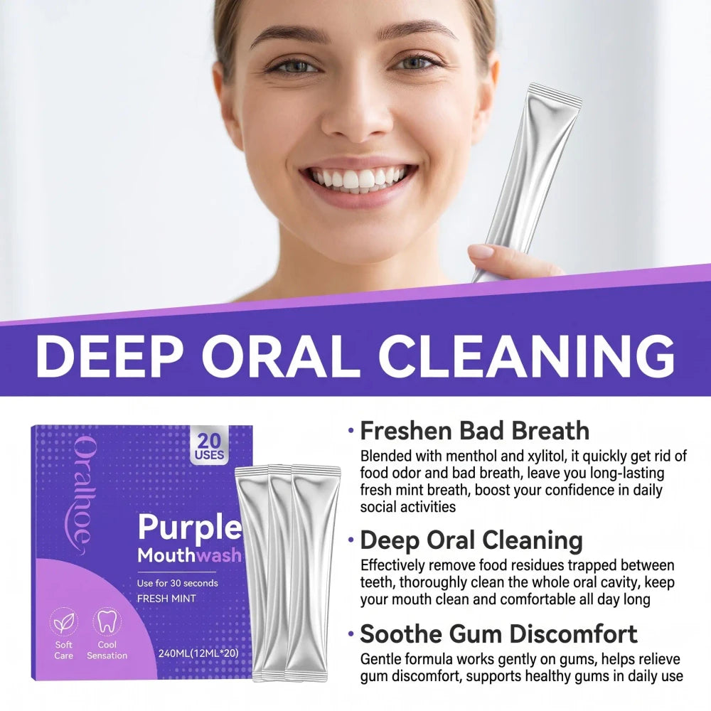 Travel-Sized Purple Tooth Whitening Mouthwash