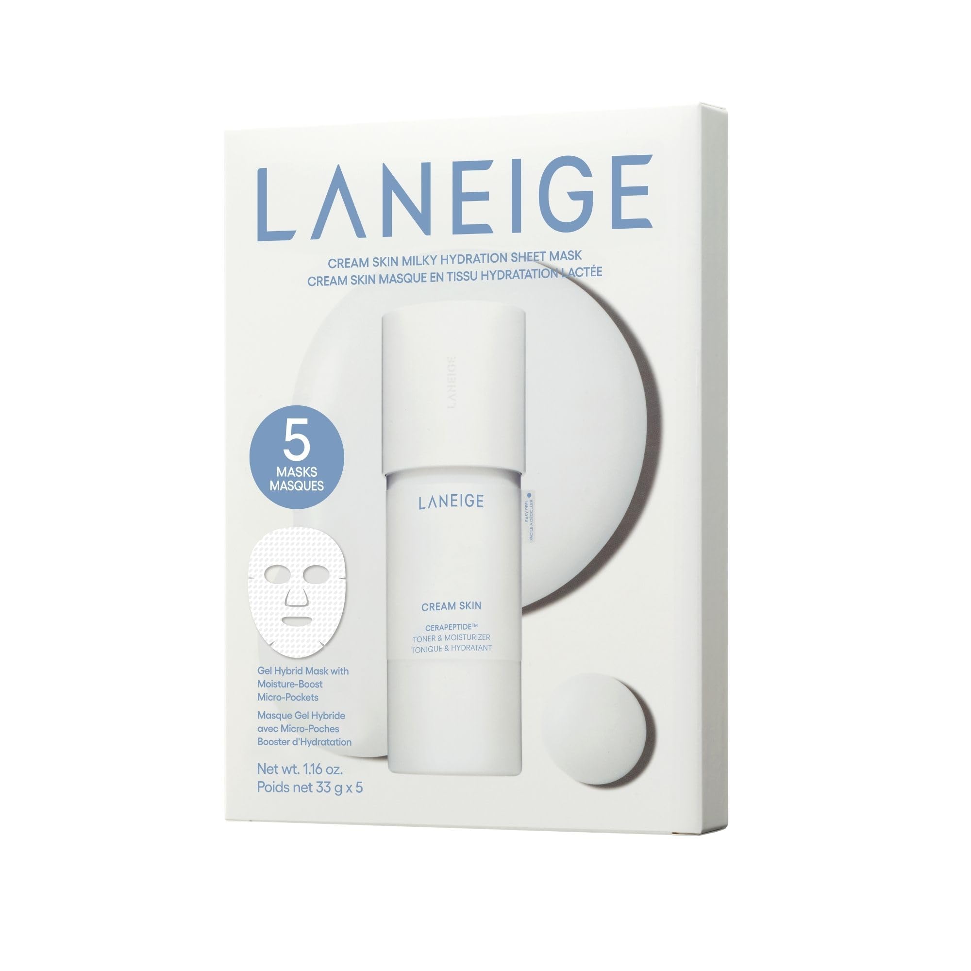 LANEIGE Cream Skin Toner & Moisturizer: Lightweight Refillable Korean Milky Toner with Ceramide & Peptide for Hydration, Firming, & Barrier Support