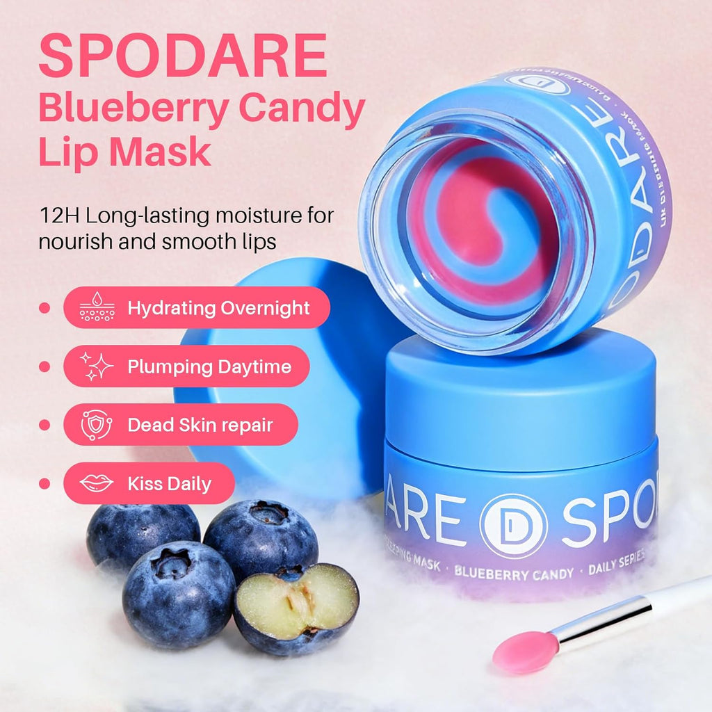 SPODARE Blueberry Lip Mask Overnight, Swirl Lip Sleeping Mask -12g