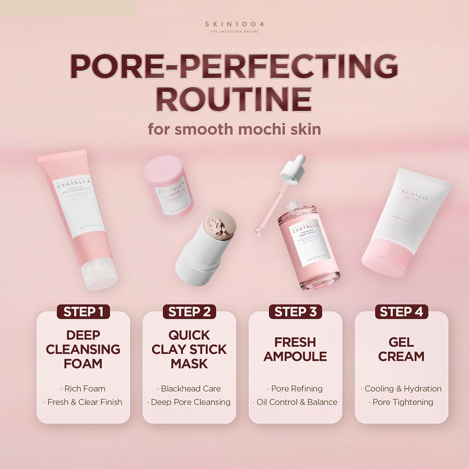 SKIN1004 [Hudson's Pick] Poremizing Quick Clay Stick Mask, Facial Clay Mask for Pores, Centella Clay Stick for Pore Minimizing, Pink Pore Mud Mask for Sebum Balance, Korean Skin Care, 0.95 oz / 27g