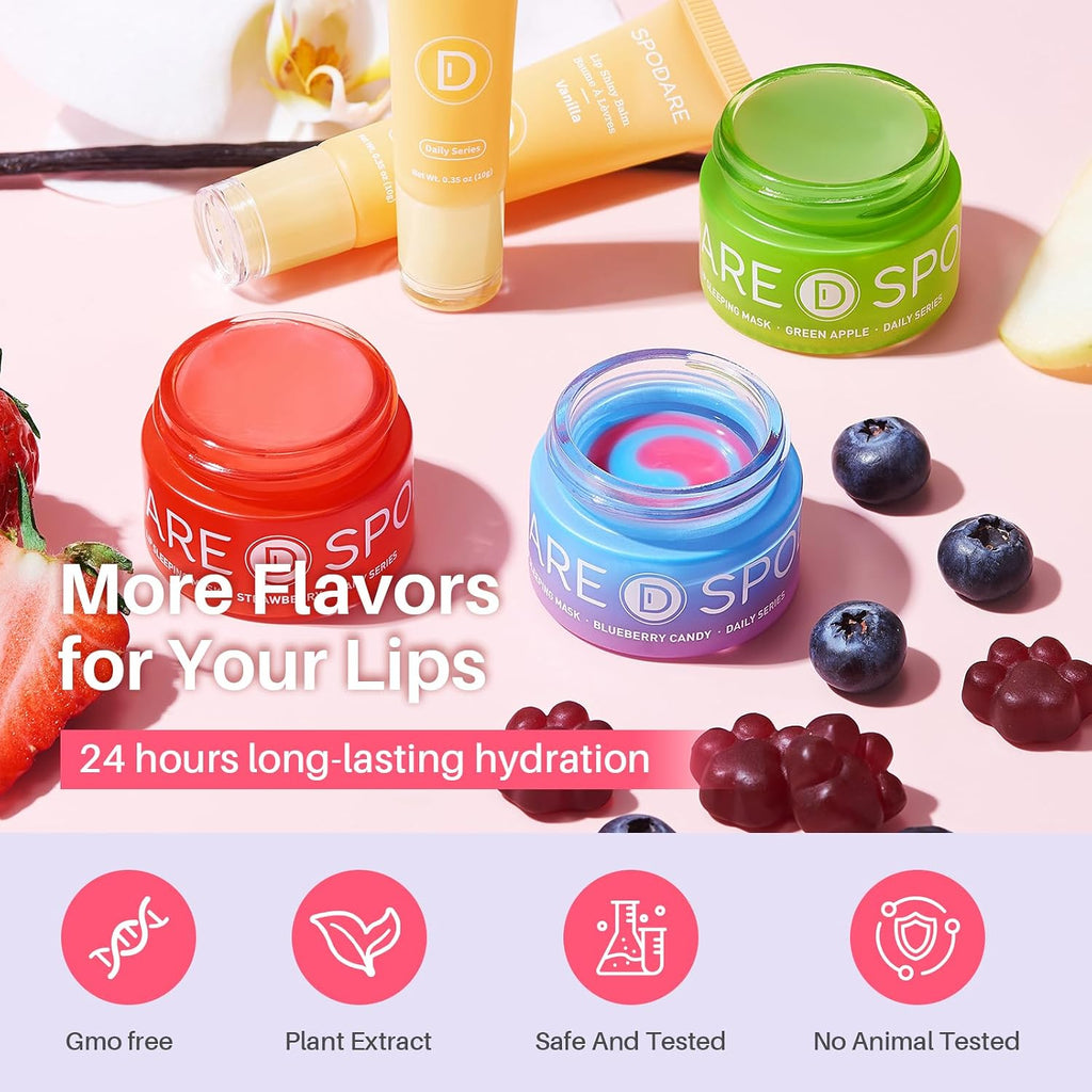 SPODARE Blueberry Lip Mask Overnight, Swirl Lip Sleeping Mask -12g