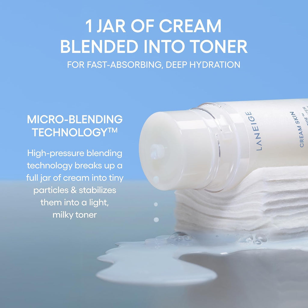 LANEIGE Cream Skin Toner & Moisturizer: Lightweight Refillable Korean Milky Toner with Ceramide & Peptide for Hydration, Firming, & Barrier Support