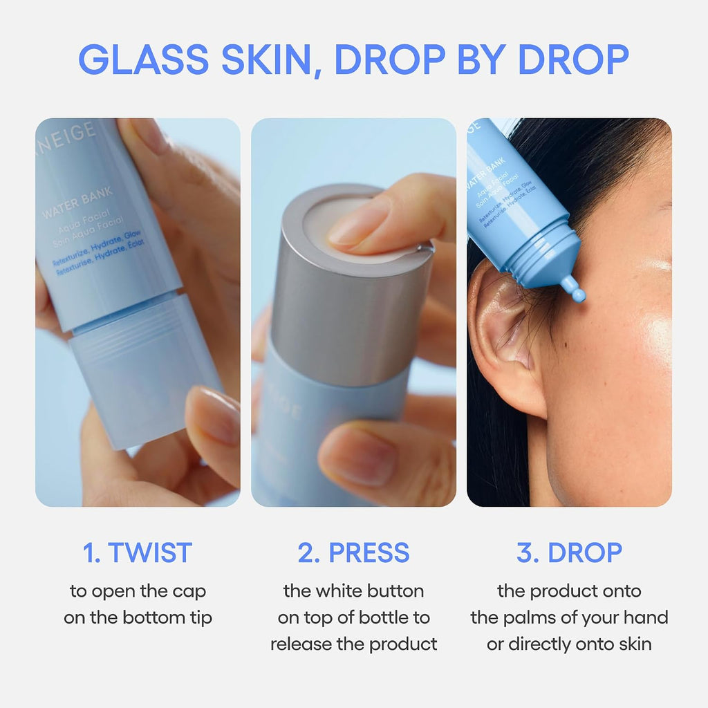 LANEIGE Water Bank Aqua Facial Serum | K-Beauty Exfoliating & Hydrating Serum | AHA BHA PHA Gentle Exfoliation| Hyaluronic Acid & Ceramide Glow Boost | Smooth, Soft, Radiant Skin