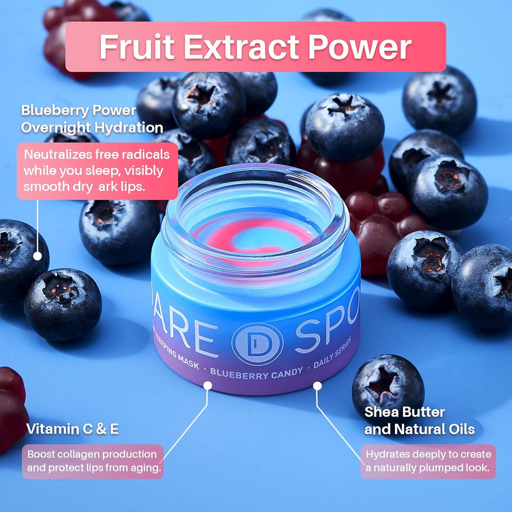 SPODARE Blueberry Lip Mask Overnight, Swirl Lip Sleeping Mask -12g