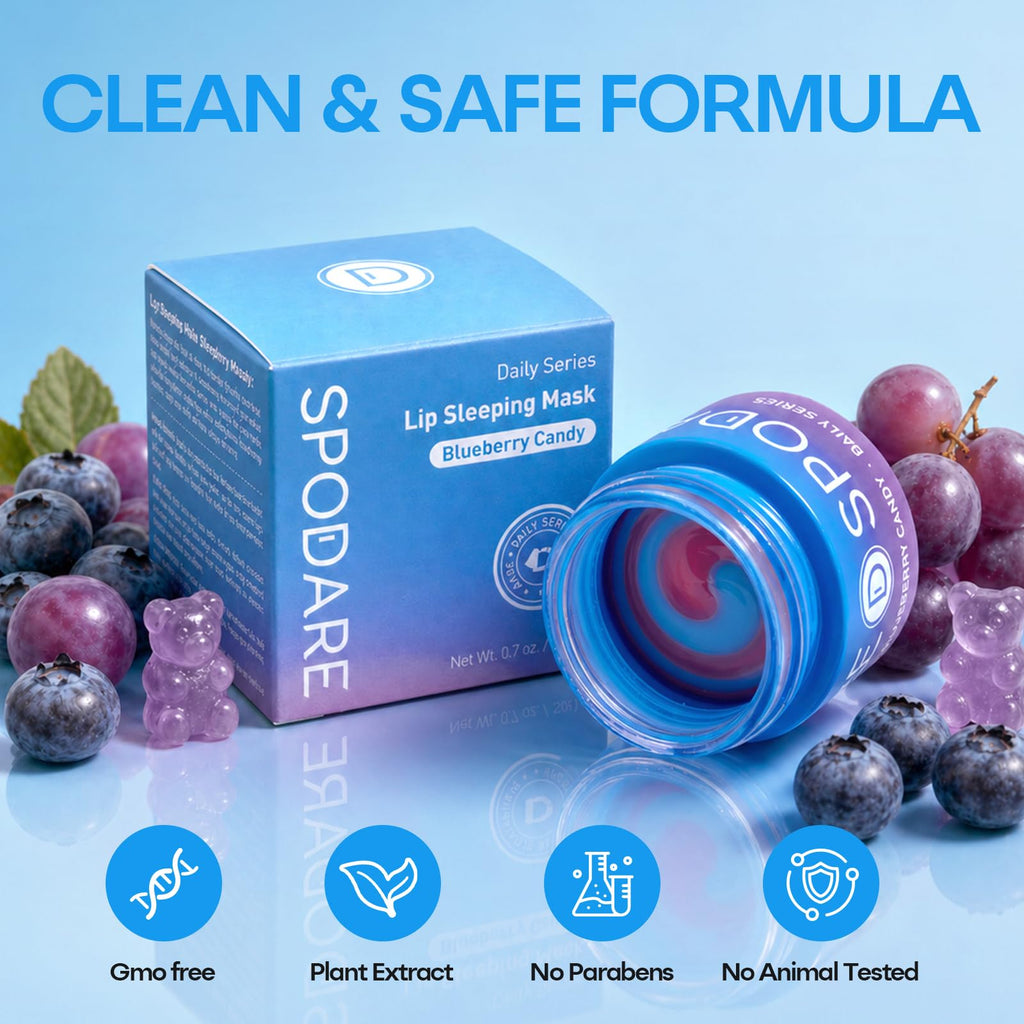 SPODARE Blueberry Lip Mask Overnight, Swirl Lip Sleeping Mask -12g