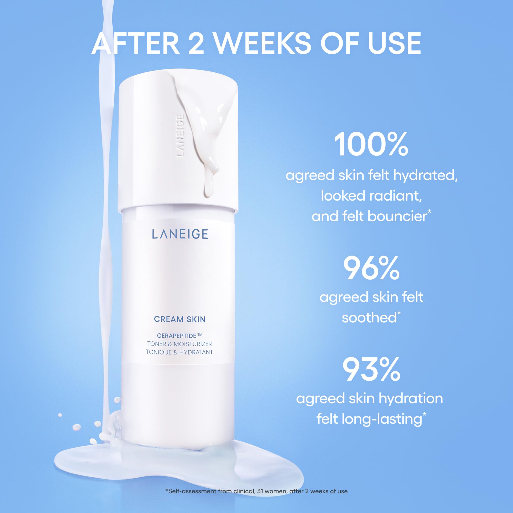 LANEIGE Cream Skin Toner & Moisturizer: Lightweight Refillable Korean Milky Toner with Ceramide & Peptide for Hydration, Firming, & Barrier Support