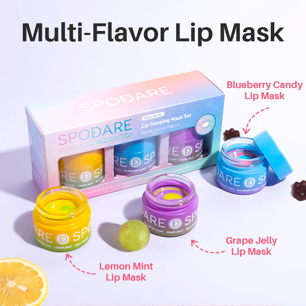SPODARE Blueberry Lip Mask Overnight, Swirl Lip Sleeping Mask -12g