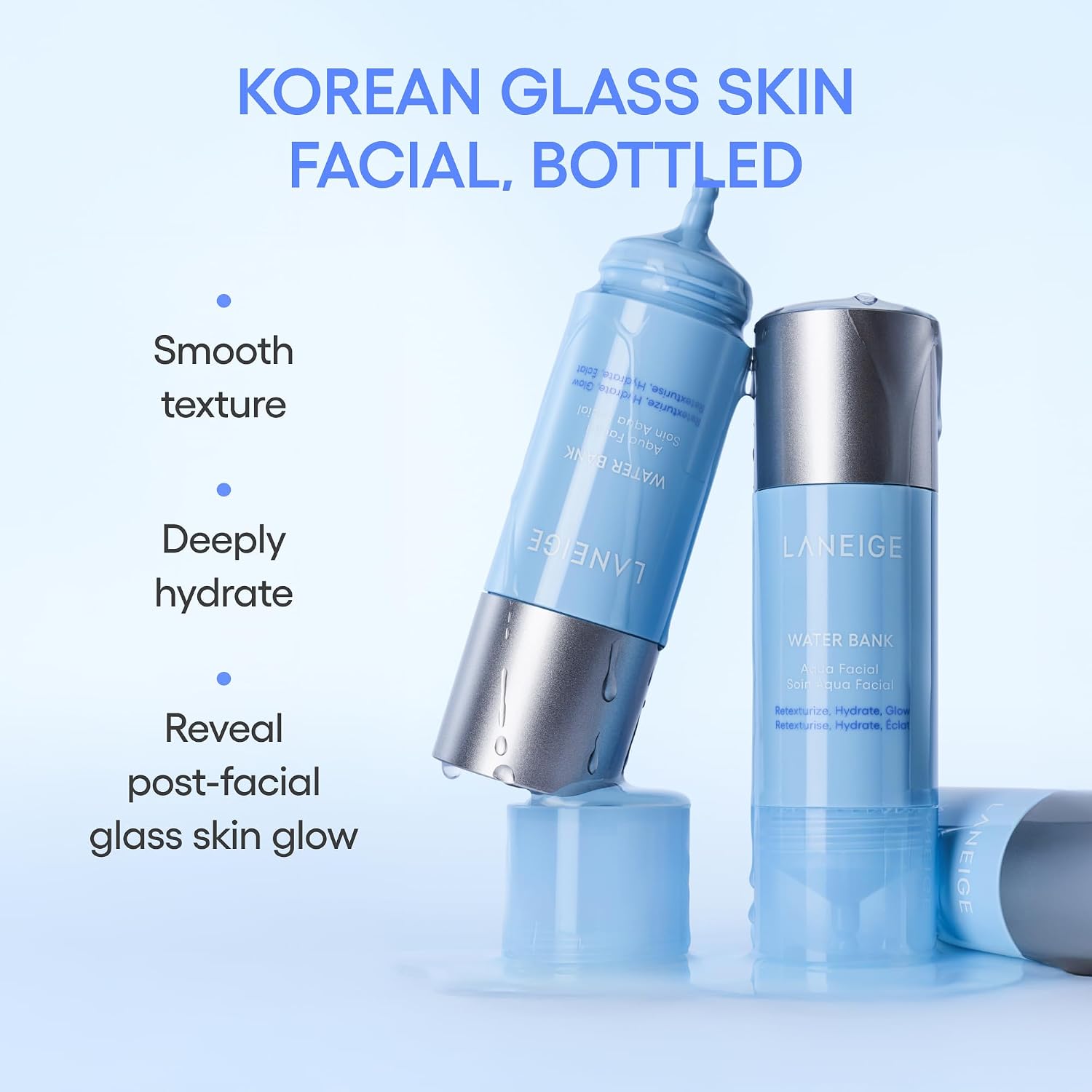 LANEIGE Water Bank Aqua Facial Serum | K-Beauty Exfoliating & Hydrating Serum | AHA BHA PHA Gentle Exfoliation| Hyaluronic Acid & Ceramide Glow Boost | Smooth, Soft, Radiant Skin