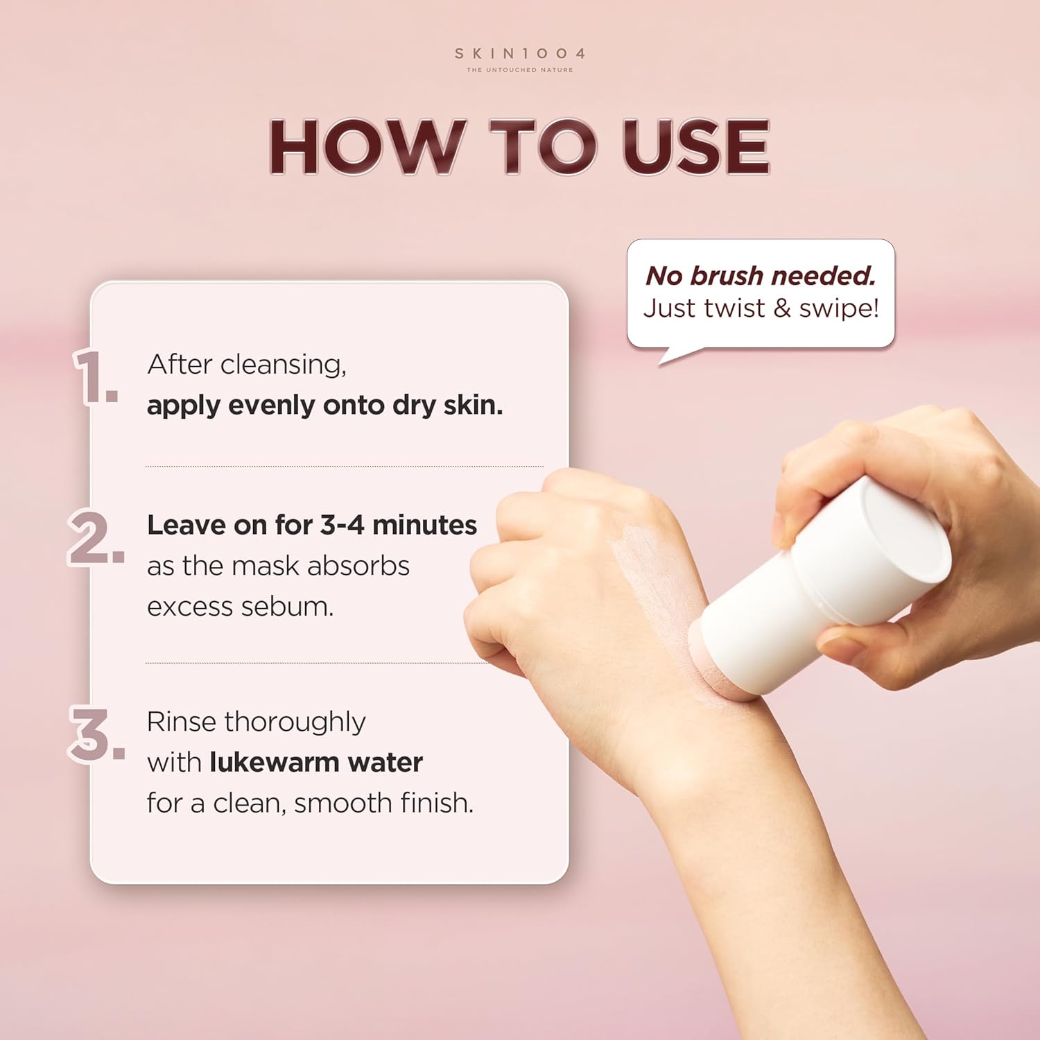 SKIN1004 [Hudson's Pick] Poremizing Quick Clay Stick Mask, Facial Clay Mask for Pores, Centella Clay Stick for Pore Minimizing, Pink Pore Mud Mask for Sebum Balance, Korean Skin Care, 0.95 oz / 27g