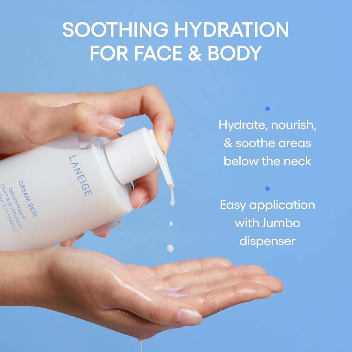LANEIGE Cream Skin Toner & Moisturizer: Lightweight Refillable Korean Milky Toner with Ceramide & Peptide for Hydration, Firming, & Barrier Support