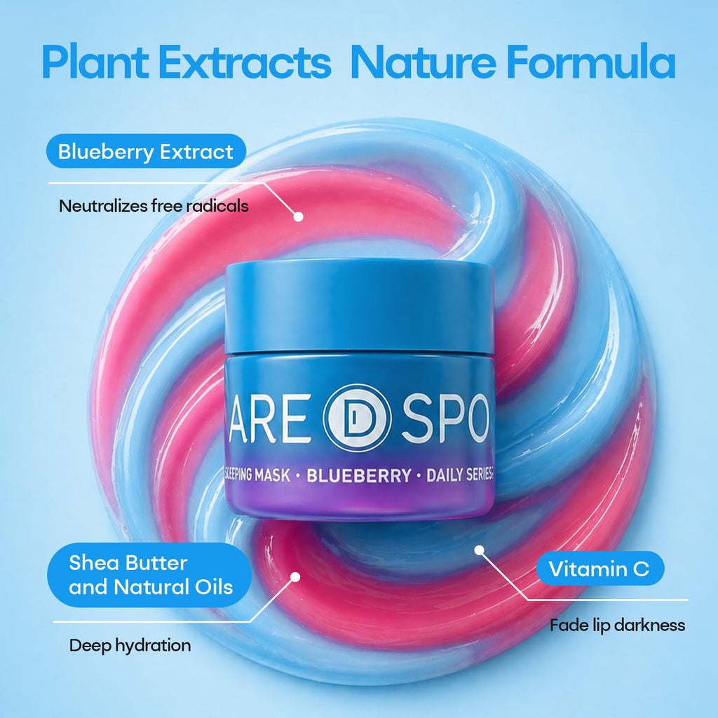 SPODARE Blueberry Lip Mask Overnight, Swirl Lip Sleeping Mask -12g