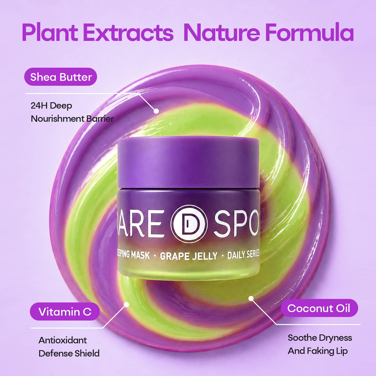 SPODARE Blueberry Lip Mask Overnight, Swirl Lip Sleeping Mask -12g