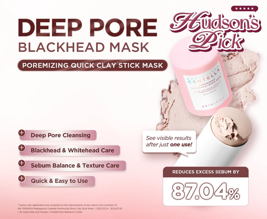 SKIN1004 [Hudson's Pick] Poremizing Quick Clay Stick Mask, Facial Clay Mask for Pores, Centella Clay Stick for Pore Minimizing, Pink Pore Mud Mask for Sebum Balance, Korean Skin Care, 0.95 oz / 27g